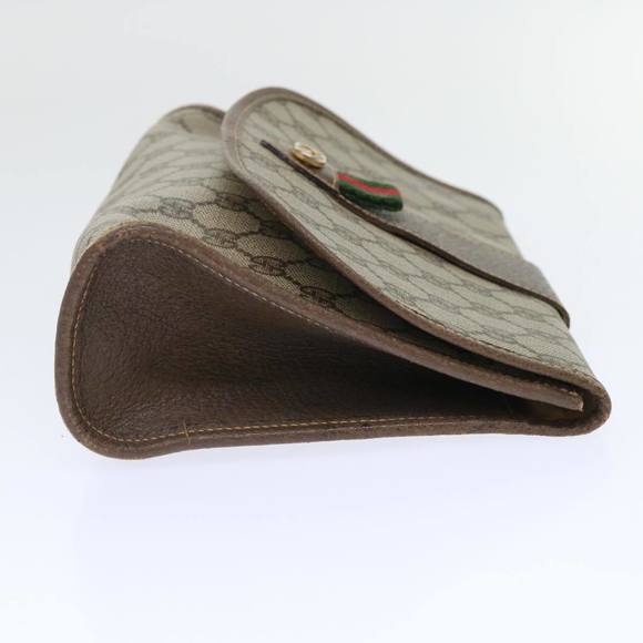 GUCCI GG Canvas Web Sherry Line Clutch Bag PVC Leather Beige Red Auth ep1335 - Picture 3 of 16